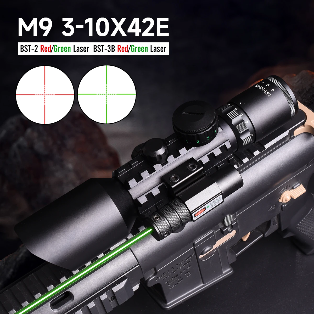 Оптический прицел 3-10X42E с красным/зеленым лазером, тактический комбинированный прицел с сеткой Air Cross Reticle для охоты, совместим с креплением на планку 11/20 мм
Оптический прицел 3-10X42E с красным/зеленым лазером, тактический комбинированный прицел с сеткой Air Cross Reticle для охоты, совместим с креплением на планку 11/20 мм
