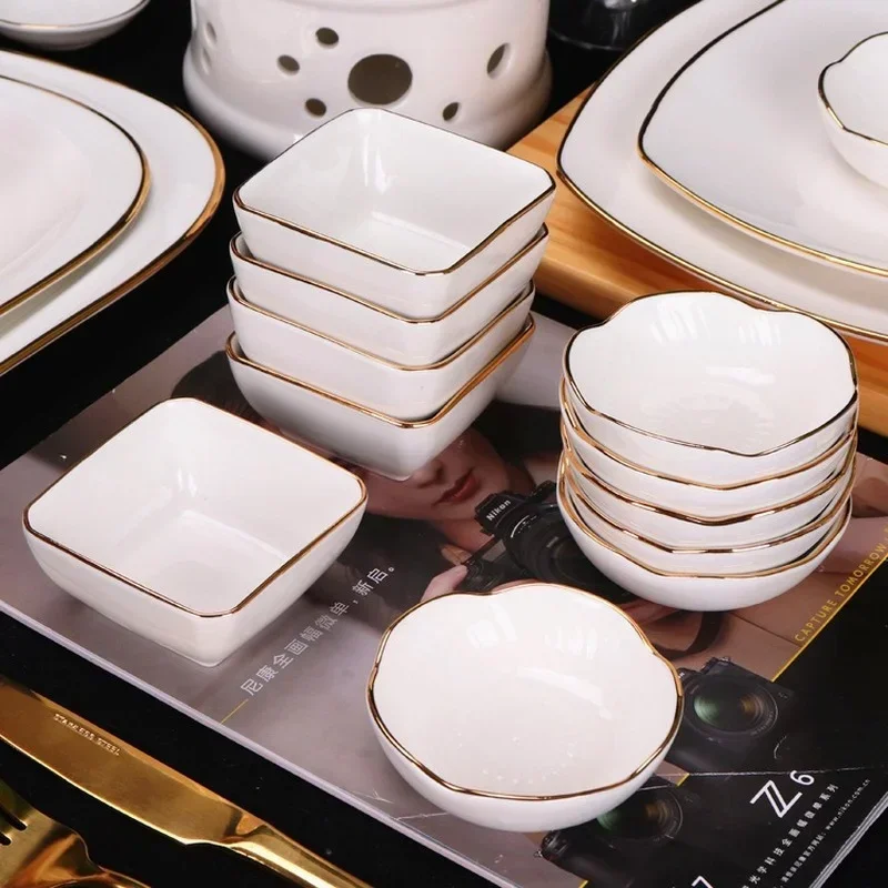 Ceramic Seasoning Dish Nordic Gold Edge Square Small Plate Porcelain Dipping Dish Home Saucer Plate Kitchen Supplies Tableware
Ceramic Seasoning Dish Nordic Gold Edge Square Small Plate Porcelain Dipping Dish Home Saucer Plate Kitchen Supplies Tableware