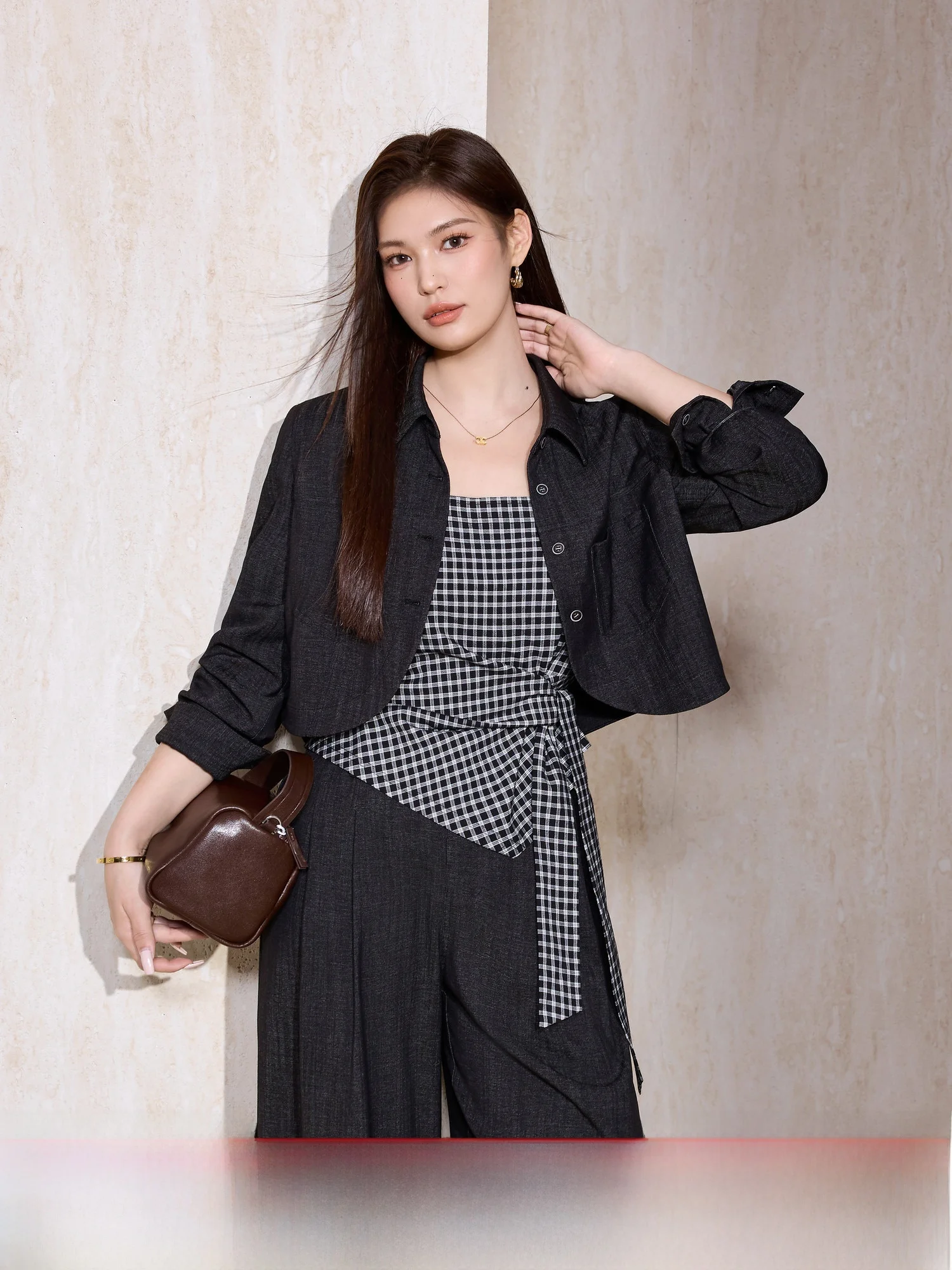 Blue Language plus Size Women's Plaid Denim Jaet And Wide Leg Pants Set Slimming Biker Sle High Waist Long Sve irt
Blue Language plus Size Women's Plaid Denim Jaet And Wide Leg Pants Set Slimming Biker Sle High Waist Long Sve irt
