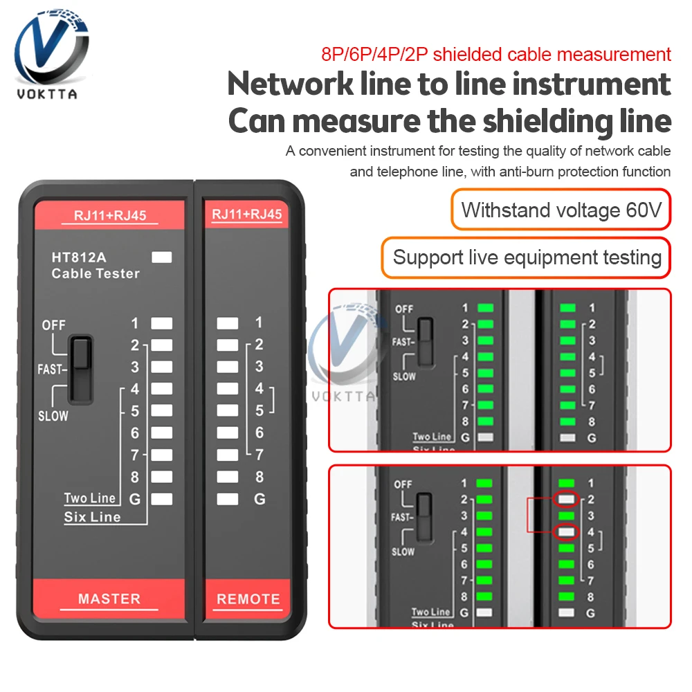 Network Cable Tester HT812A UTP LAN Cable Finder RJ45 Network Cable Tester LAN Cable Alignment Meter Line Tester Checker
Network Cable Tester HT812A UTP LAN Cable Finder RJ45 Network Cable Tester LAN Cable Alignment Meter Line Tester Checker
