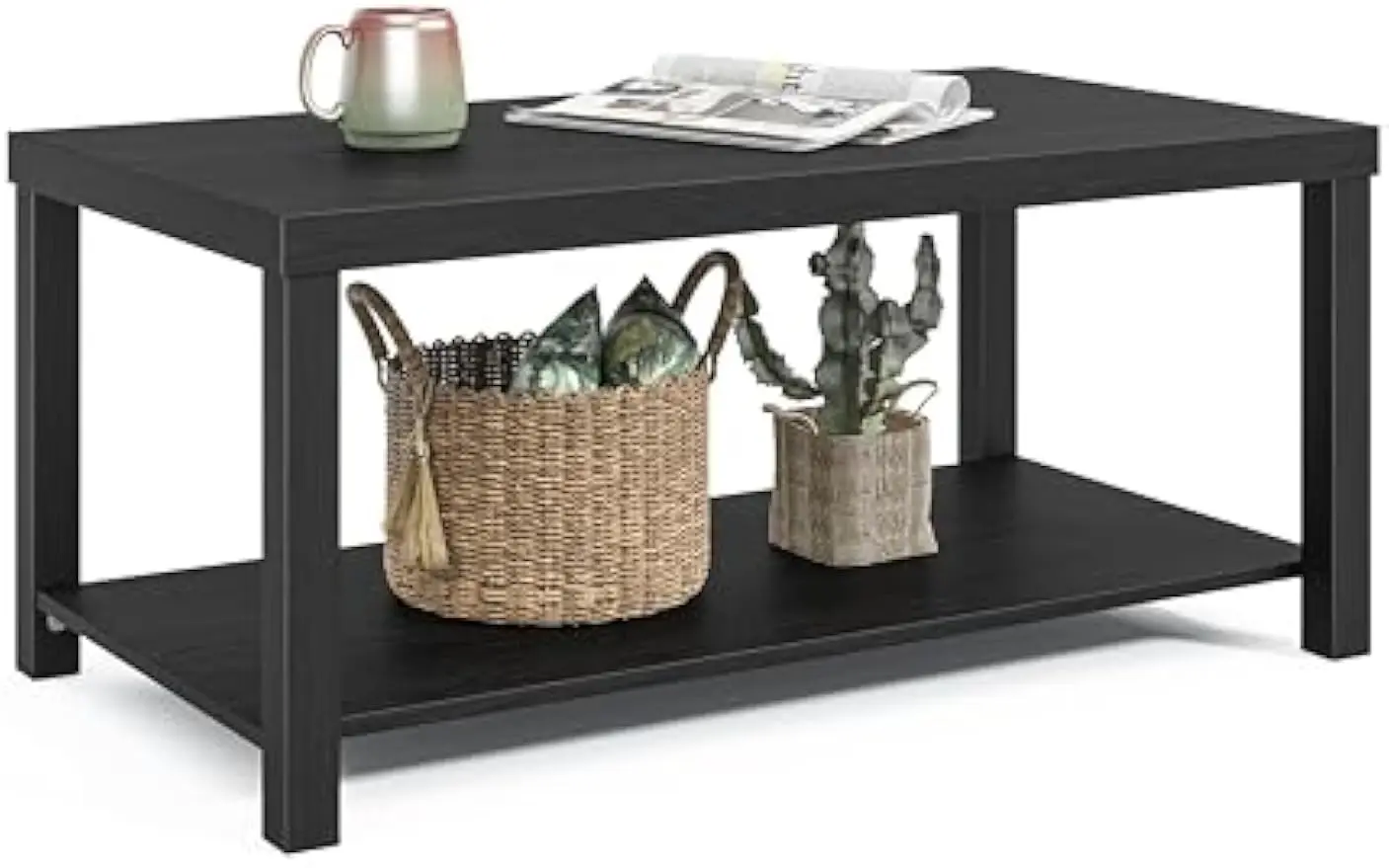 Black Coffee Table for Living Room, 2-Tier Wood Coffee Table with Storage Shelf Modern Rectangular Center Table, Easy Assembly
Black Coffee Table for Living Room, 2-Tier Wood Coffee Table with Storage Shelf Modern Rectangular Center Table, Easy Assembly