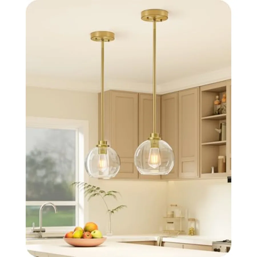 Pendant Light Fixtures with Clear Glass Globe Shade, Kitchen Hanging Lighting Over Island, Hardwired Adjustable Metal Rod for D
Pendant Light Fixtures with Clear Glass Globe Shade, Kitchen Hanging Lighting Over Island, Hardwired Adjustable Metal Rod for D