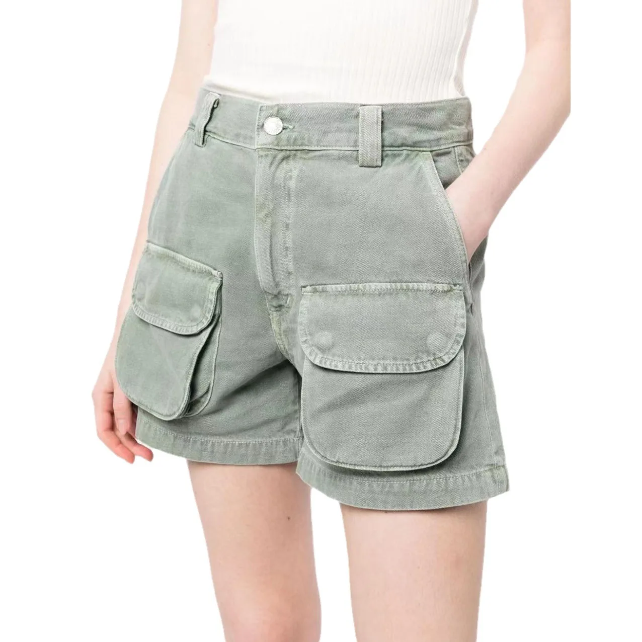 New American Style Brand Military Green High-waisted Loose Accordion Pocket Workwear Denim Shorts for Spring 2024 High Quality
New American Style Brand Military Green High-waisted Loose Accordion Pocket Workwear Denim Shorts for Spring 2024 High Quality