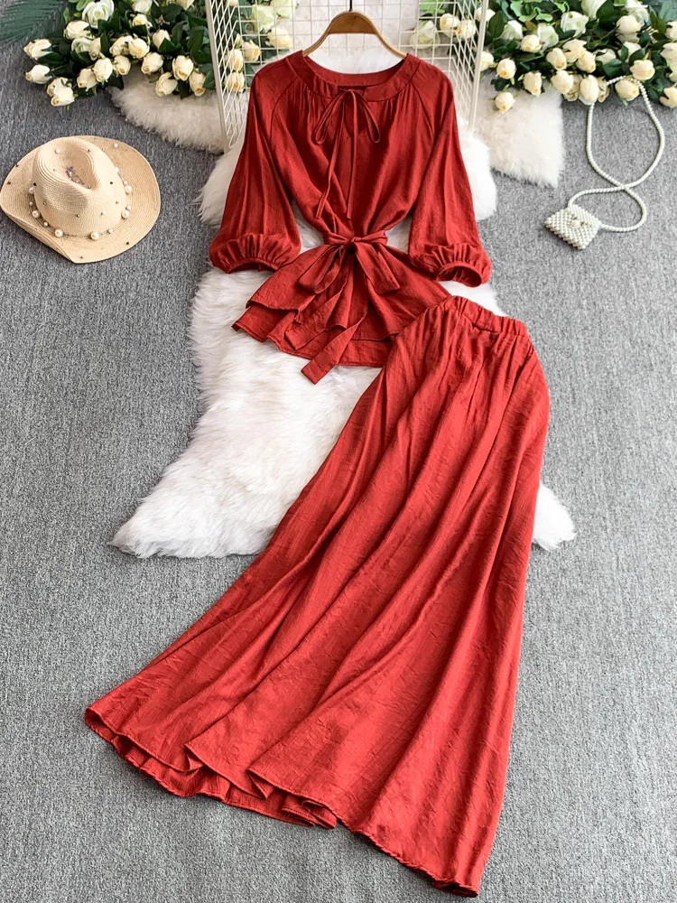 Korean Sle Commute Classy round Ne Bubble Sve Waist Cinching Slimming Top High Waist Flared Skirt Two Piece Set
Korean Sle Commute Classy round Ne Bubble Sve Waist Cinching Slimming Top High Waist Flared Skirt Two Piece Set