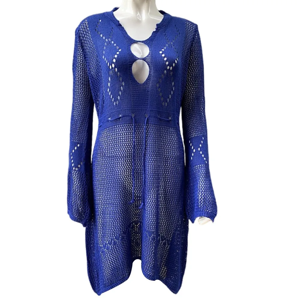 Fashion V Neck Summer Sunscreen Smock Hollow Out Knitted Swimsuit Cover Up Dress Loose Casual Swim Dress for Women
Fashion V Neck Summer Sunscreen Smock Hollow Out Knitted Swimsuit Cover Up Dress Loose Casual Swim Dress for Women