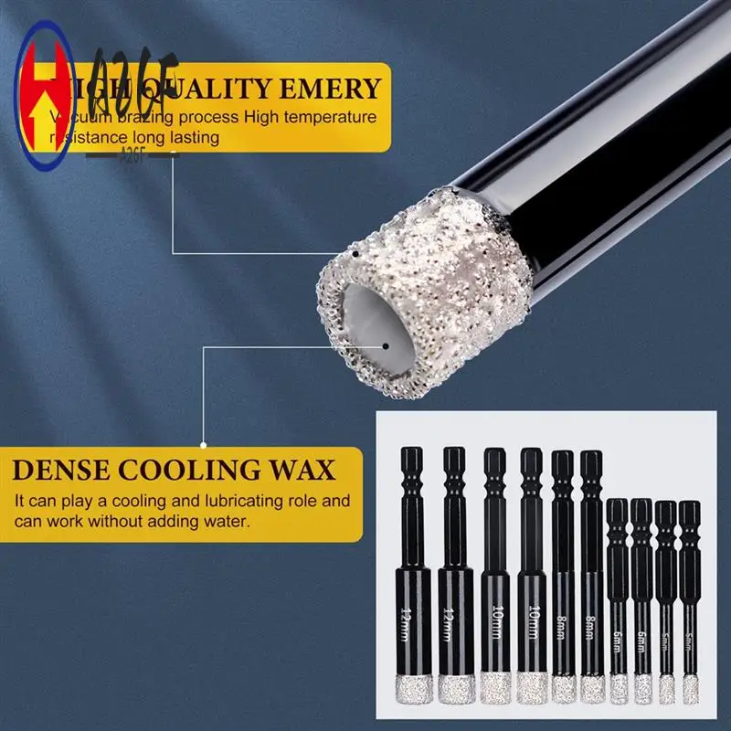 A26F-11Pcs Diamond Drill Bits Set For Marble Tile Stone Glass Porcelain Hard Materials For Core Fast Dry Drilling
A26F-11Pcs Diamond Drill Bits Set For Marble Tile Stone Glass Porcelain Hard Materials For Core Fast Dry Drilling