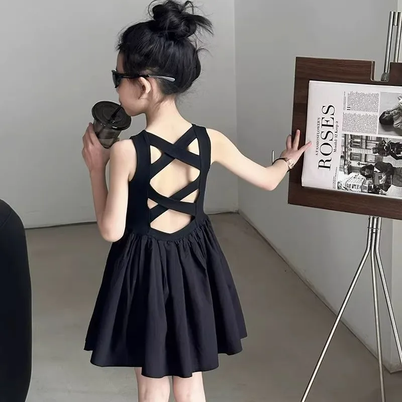 Teenage Girls' Dress Kids Summer Clothing New Collection Children's Bareback Black Handsome Dress 90-160cm
Teenage Girls' Dress Kids Summer Clothing New Collection Children's Bareback Black Handsome Dress 90-160cm