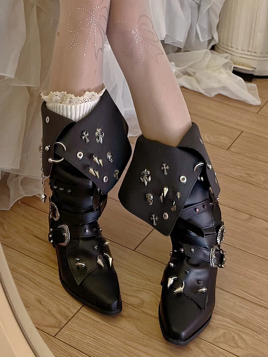 Pinkyo Original Black Punk Retro American Rivet Midsole Knight Boots Women's Autumn Pointed Boots Lolita Girl Boots
Pinkyo Original Black Punk Retro American Rivet Midsole Knight Boots Women's Autumn Pointed Boots Lolita Girl Boots