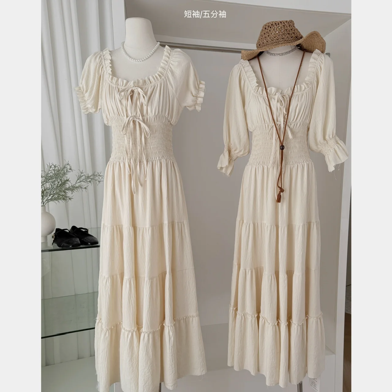 Elegant Medieval Renaissance Dress Boho Short Sleeves Off Shoulder Smocked Waist Retro Pleated Long Dress Costume Gown
Elegant Medieval Renaissance Dress Boho Short Sleeves Off Shoulder Smocked Waist Retro Pleated Long Dress Costume Gown
