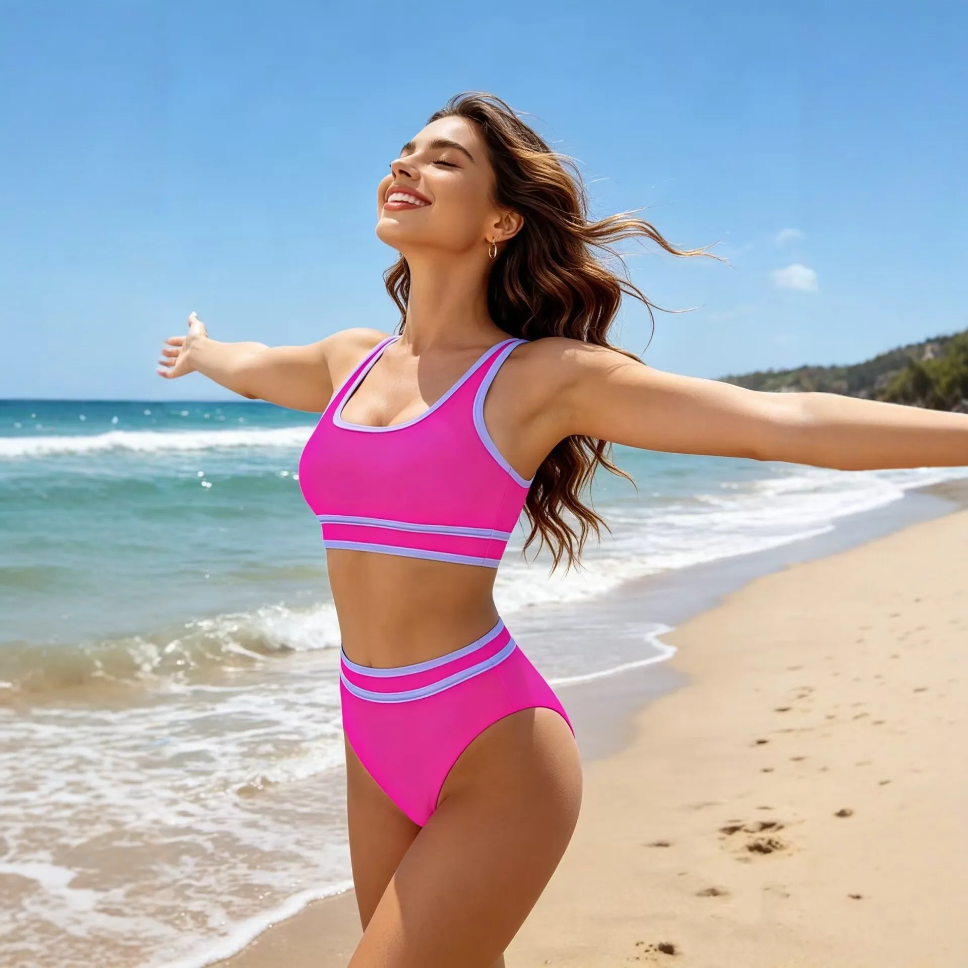 Sexy Women Bikini Split-Type High-Waisted Slimming Fashion Exercise Quick-Dry Durable Ladies' Beach Vacation Swimsuit Set New
Sexy Women Bikini Split-Type High-Waisted Slimming Fashion Exercise Quick-Dry Durable Ladies' Beach Vacation Swimsuit Set New