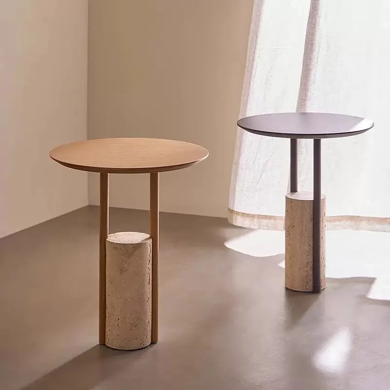 A few corners of natural travertine edges, bedroom bedside table, round solid wood small table
A few corners of natural travertine edges, bedroom bedside table, round solid wood small table