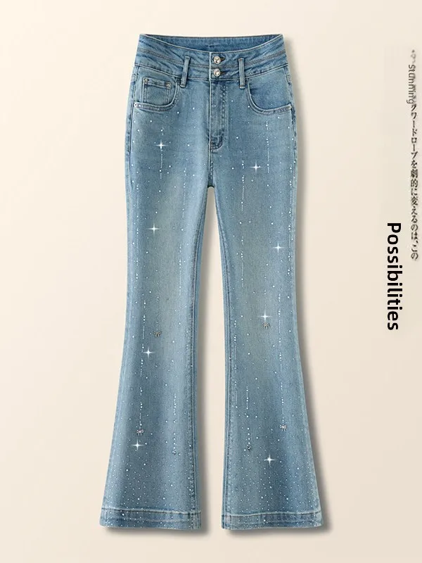 High Waist Slimming Women's Jeans with Rhinestones Micro Flared Denim Pants Spring 2026 Fashionable Pocket Detail Resistant t...
High Waist Slimming Women's Jeans with Rhinestones Micro Flared Denim Pants Spring 2026 Fashionable Pocket Detail Resistant t...