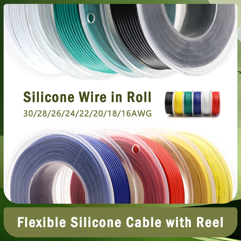 Soft Flexible Silicone Wire 30/28/26/24/22/20/18/16AWG Silicone Rubber Insulated Tinned Copper Heat resistant Cable In Roll
Soft Flexible Silicone Wire 30/28/26/24/22/20/18/16AWG Silicone Rubber Insulated Tinned Copper Heat resistant Cable In Roll