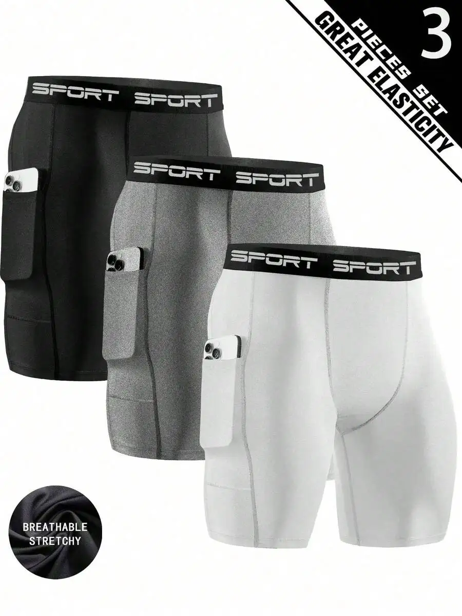 3 Pack Mens High Elasticity Compression Shorts With Side Pockets Quick Dry Polyester For Running Fitness
3 Pack Mens High Elasticity Compression Shorts With Side Pockets Quick Dry Polyester For Running Fitness