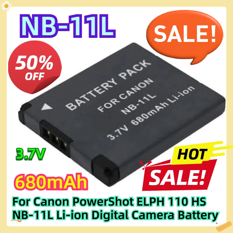 For Canon PowerShot ELPH 110 HS (680 MAh) NB-11L 3.6 Volt Li-ion Digital Camera Battery
For Canon PowerShot ELPH 110 HS (680 MAh) NB-11L 3.6 Volt Li-ion Digital Camera Battery
