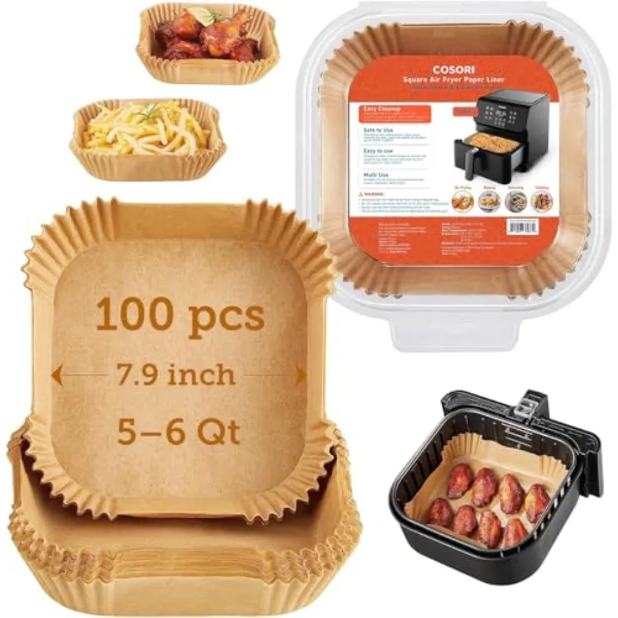 Air Fryer Liners, 100 PCS Square Disposable Paper Liners, Non-Stick Silicone Oil Coating, Little to No Cleaning, 7.9" Unbleache
Air Fryer Liners, 100 PCS Square Disposable Paper Liners, Non-Stick Silicone Oil Coating, Little to No Cleaning, 7.9" Unbleache