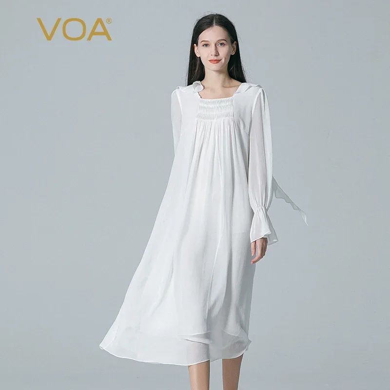 (Fans Exclusive Discount) VOA Silk Flare Long Sleeve Organ Pleated Good Quality Princess Sweet Ruffles Loose White Dress AE1829
(Fans Exclusive Discount) VOA Silk Flare Long Sleeve Organ Pleated Good Quality Princess Sweet Ruffles Loose White Dress AE1829