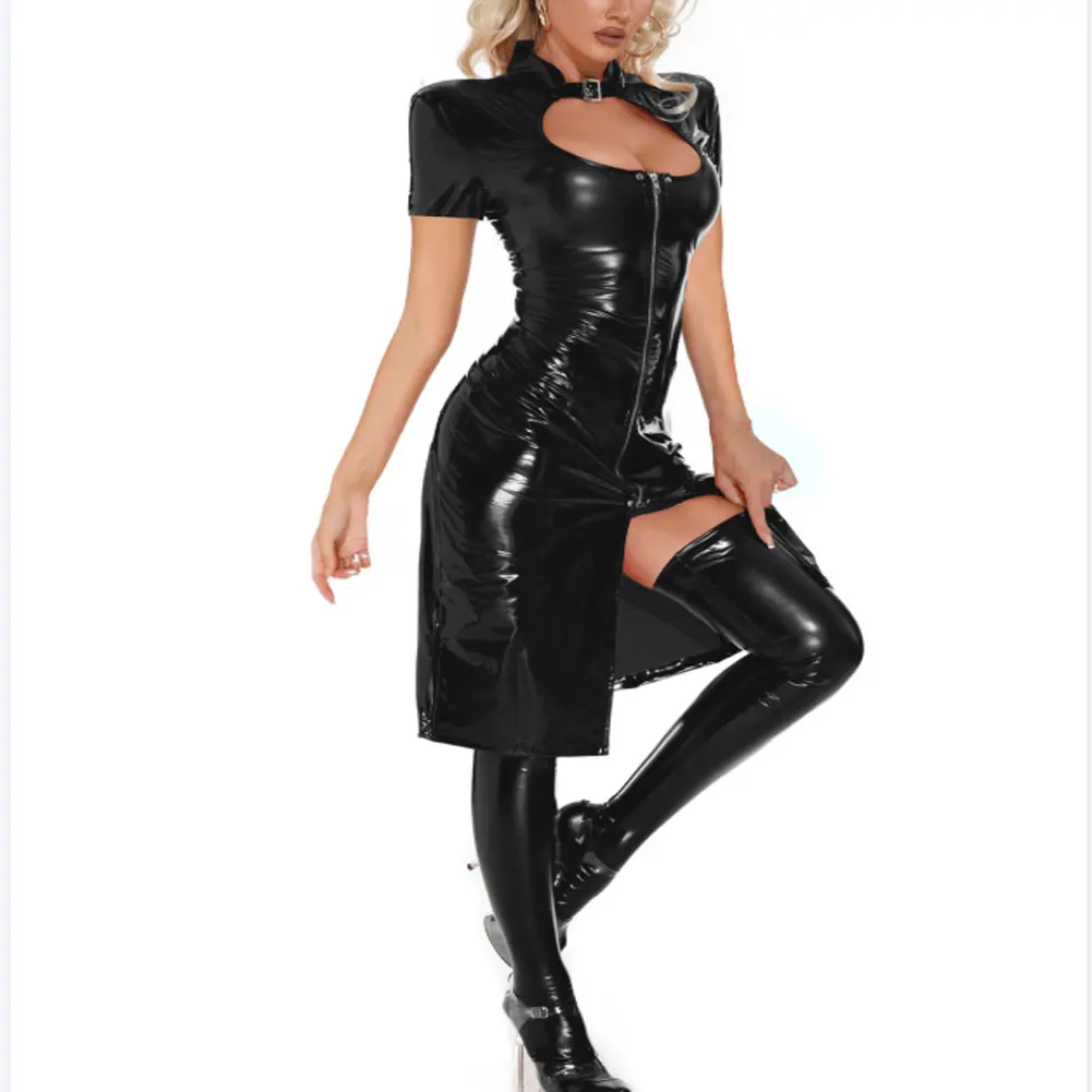 Sexy Women Elastic Bodycon Dress Knee Length Patent Leather Breathable Dresses Party Dancing Full Body Slim Fit Ladies Clubwear
Sexy Women Elastic Bodycon Dress Knee Length Patent Leather Breathable Dresses Party Dancing Full Body Slim Fit Ladies Clubwear