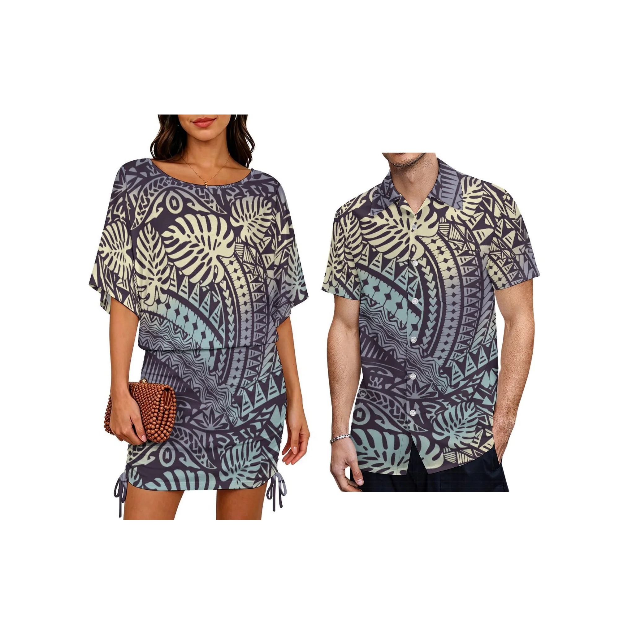 New Custom Couple Clothes Women batwing pleated Dress Match Polynesian Print Plus Size Aloha Men Stiff Neck Shirts
New Custom Couple Clothes Women batwing pleated Dress Match Polynesian Print Plus Size Aloha Men Stiff Neck Shirts