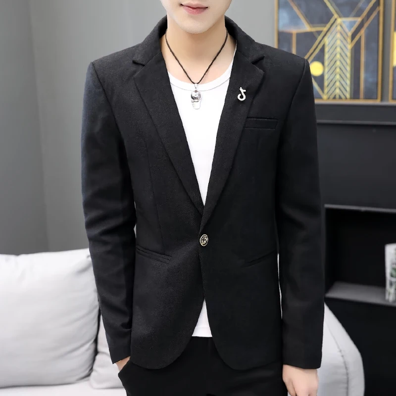 Casual Slim Fit Men's Suit Jaet Thin Sle Youth Faionable Single-breasted Long Sve Pure Color Autumn Trendy Streetwear
Casual Slim Fit Men's Suit Jaet Thin Sle Youth Faionable Single-breasted Long Sve Pure Color Autumn Trendy Streetwear