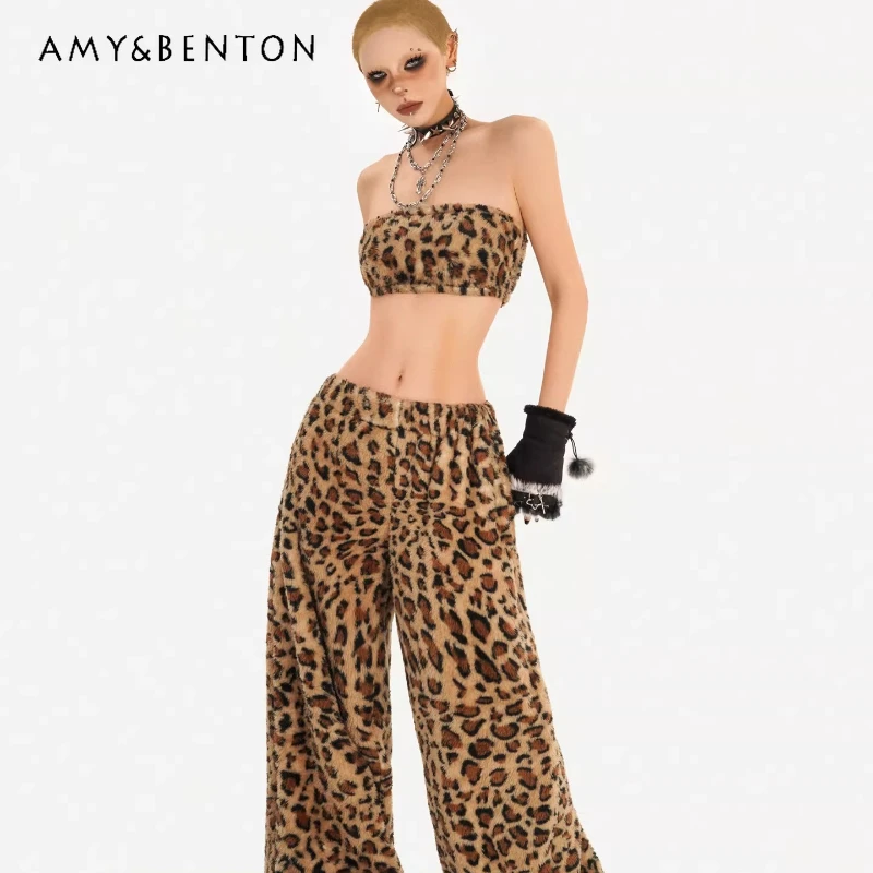 American Hot Girl Sexy Leopard Print Women's Tube Top Autumn Winter New Sweet Cool High Waist Slimming Wide Leg Pants Set Ladies
American Hot Girl Sexy Leopard Print Women's Tube Top Autumn Winter New Sweet Cool High Waist Slimming Wide Leg Pants Set Ladies