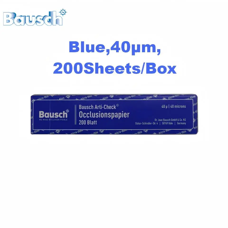 Bausch 40µm Double-Sided Dental Occlusal Paper Articulating Paper with Liquid Dye Microcapsules Ultra Thin Occlusion Indicator
Bausch 40µm Double-Sided Dental Occlusal Paper Articulating Paper with Liquid Dye Microcapsules Ultra Thin Occlusion Indicator