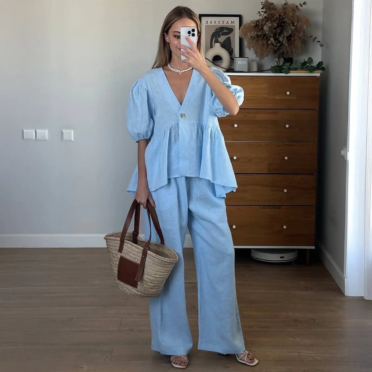 Pants Suit Women T Shirt Straight Trousers 2 Piece Sets Single Button V Neck Tops Outfits Office Lady Summer 2026 Ensemble
Pants Suit Women T Shirt Straight Trousers 2 Piece Sets Single Button V Neck Tops Outfits Office Lady Summer 2026 Ensemble
