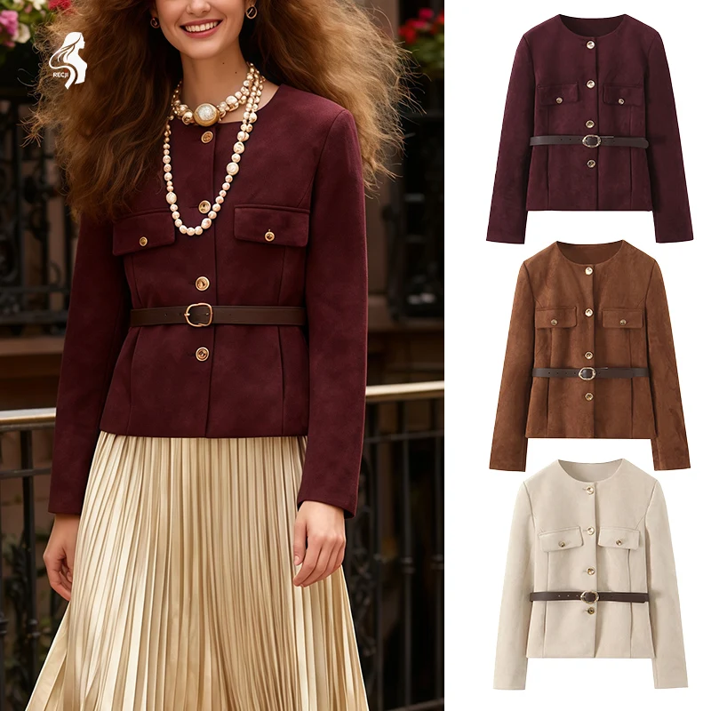 Женский пиджак с поясом, круглый вырез, металлические пуговицы, модный и универсальный блейзер на весну и осень
Женский пиджак с поясом, круглый вырез, металлические пуговицы, модный и универсальный блейзер на весну и осень