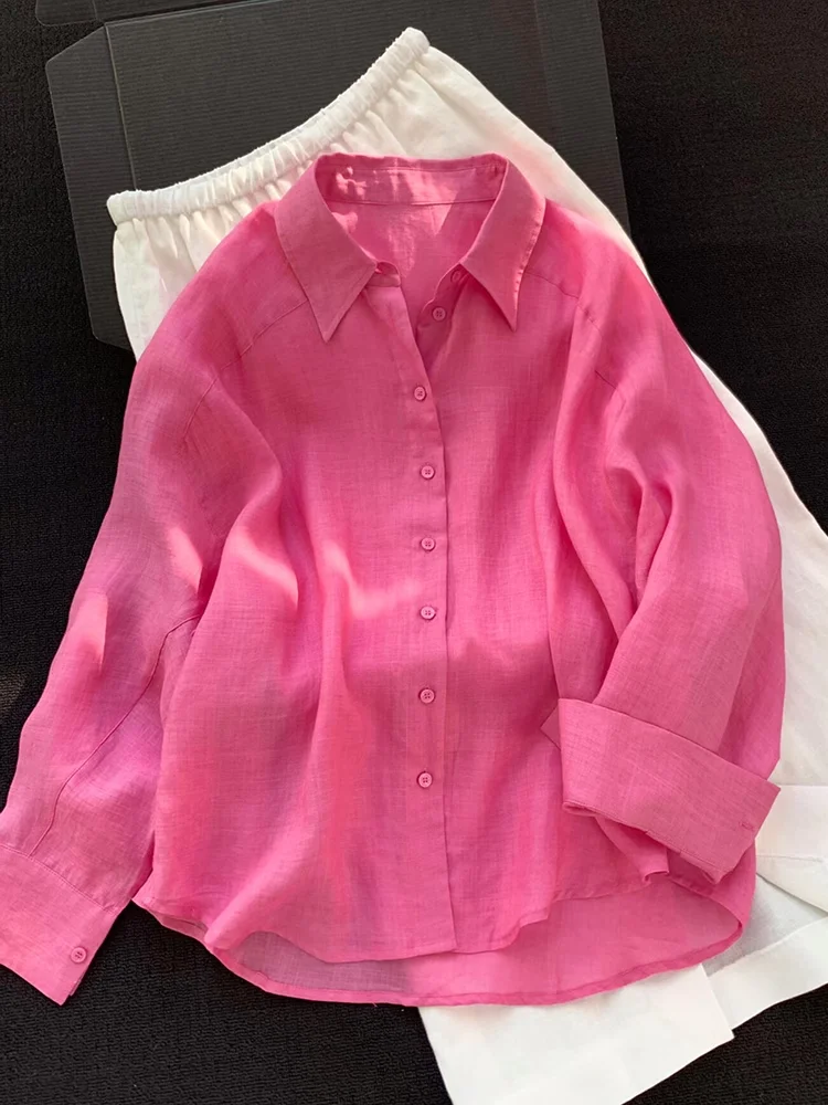 Elegant Light Pink Linen Sun Protection Shirt Women's Summer Thin Fashion Loose Feeling Top Coat Korean Style Commute
Elegant Light Pink Linen Sun Protection Shirt Women's Summer Thin Fashion Loose Feeling Top Coat Korean Style Commute