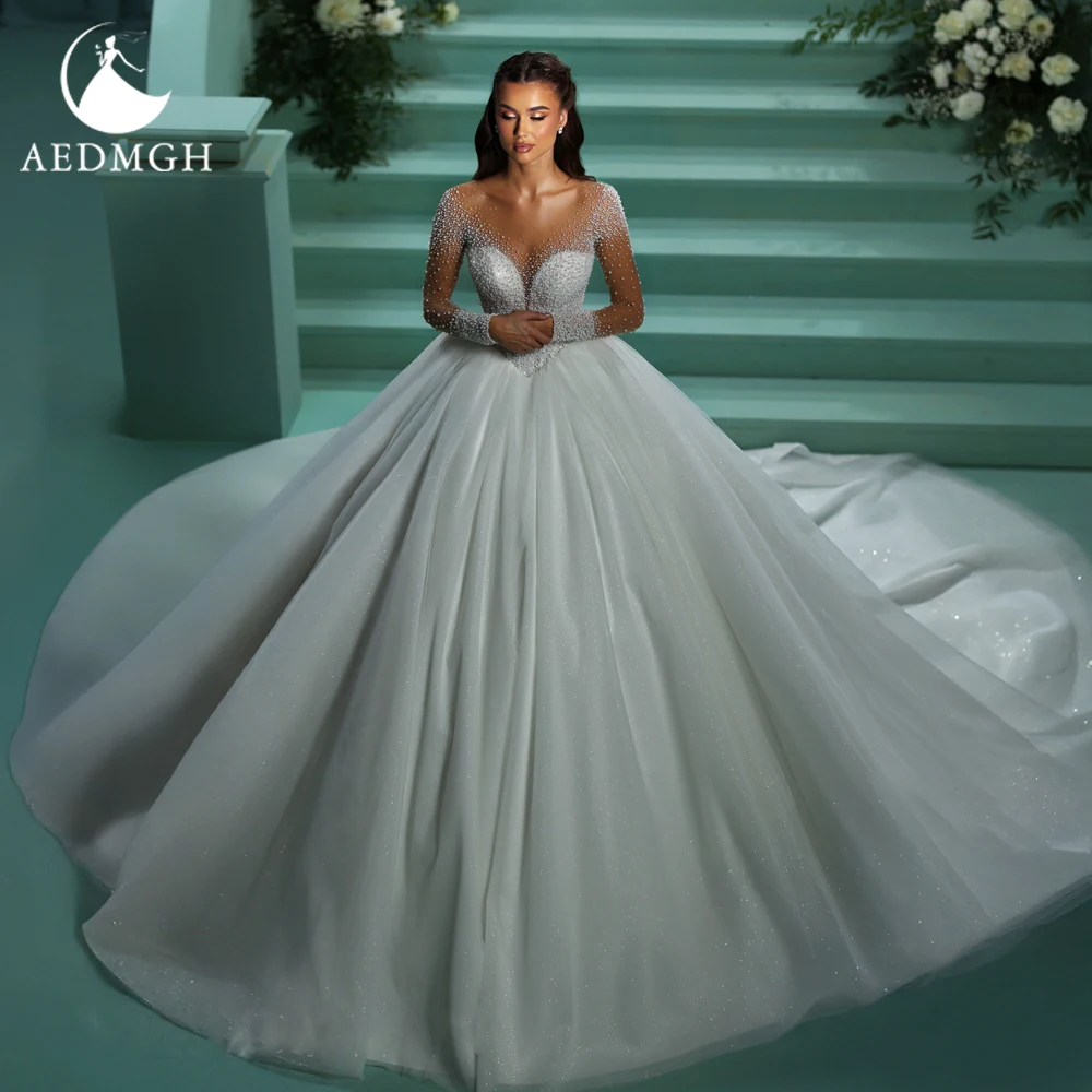 Aedmgh A-Line Chic Graceful Wedding Dresses For Women O-Neck Court Train Vestido De Novia Beaded Shiny Custom Made Bridal Gowns
Aedmgh A-Line Chic Graceful Wedding Dresses For Women O-Neck Court Train Vestido De Novia Beaded Shiny Custom Made Bridal Gowns
