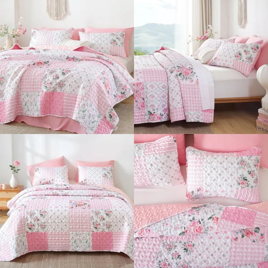 Floral Quilt Set Size Ultra Soft Lightweight Bedspread, 3 Pcs Bedding Set 90x90 with Pillowcases (20x26), All Season Coverlet f
Floral Quilt Set Size Ultra Soft Lightweight Bedspread, 3 Pcs Bedding Set 90x90 with Pillowcases (20x26), All Season Coverlet f