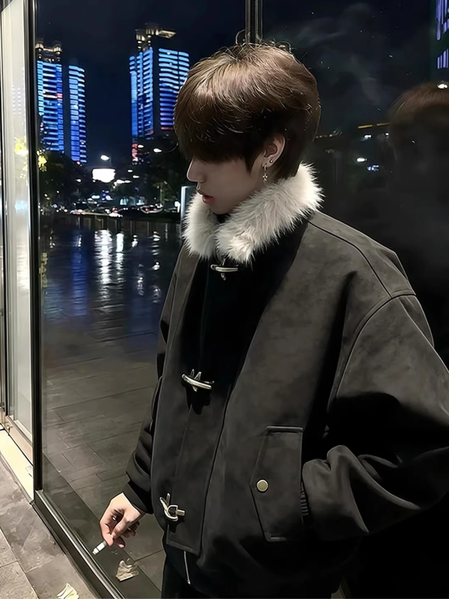 American Sle Thiened Flight Jaet Men's Winter Warm Cotton Coat PU Leather Youth Faion Loose Fit Regular Length Zipper
American Sle Thiened Flight Jaet Men's Winter Warm Cotton Coat PU Leather Youth Faion Loose Fit Regular Length Zipper