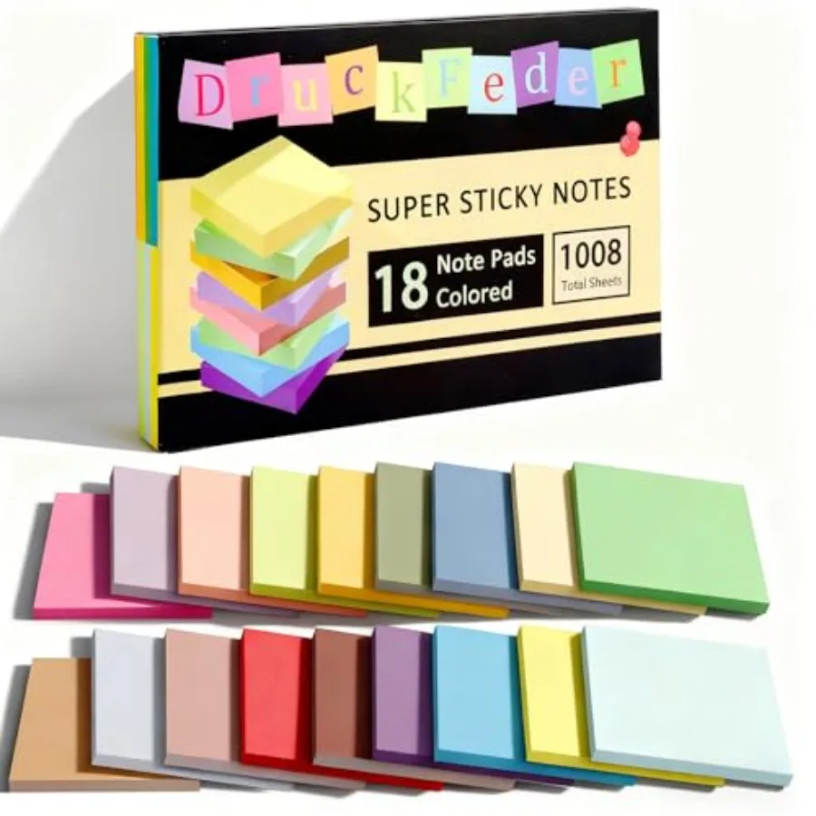 18 Pads Sticky Notes 3x3 inch, Self-Stick Note Pads, 18 Colorful Sticky Notes for School Supplies or Office Supplies
18 Pads Sticky Notes 3x3 inch, Self-Stick Note Pads, 18 Colorful Sticky Notes for School Supplies or Office Supplies