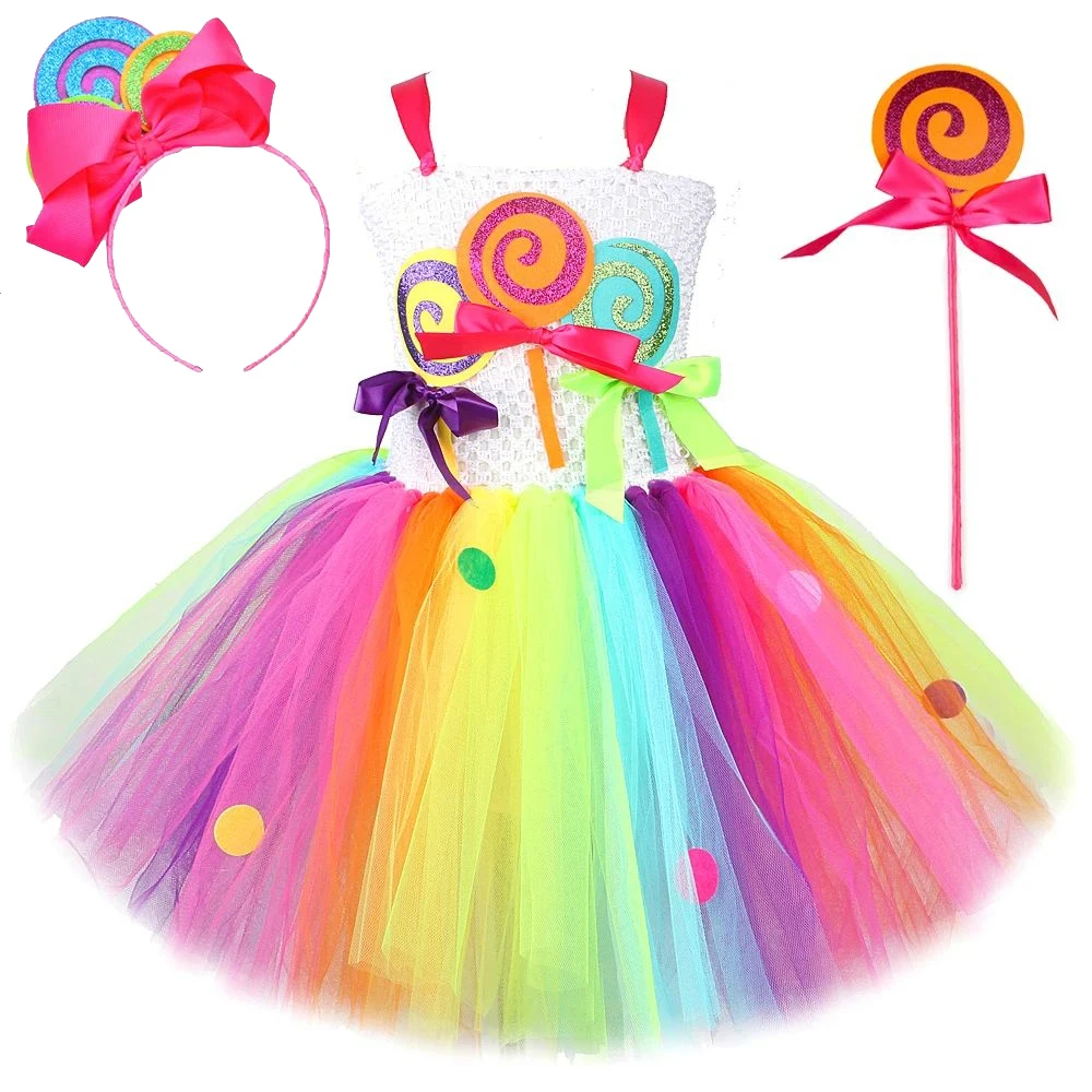 Rainbow Lollipop Costumes for Girls Sweet Candyland Birthday Dresses for Kids Lollypop Candy Ballet Tutus Outfit with Bowknot
Rainbow Lollipop Costumes for Girls Sweet Candyland Birthday Dresses for Kids Lollypop Candy Ballet Tutus Outfit with Bowknot