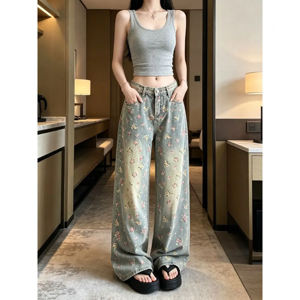 Slimming High Waist American Style Denim Jeans Women's High Fashion Taller Looking Floral Patchwork Wide Leg Pants
Slimming High Waist American Style Denim Jeans Women's High Fashion Taller Looking Floral Patchwork Wide Leg Pants