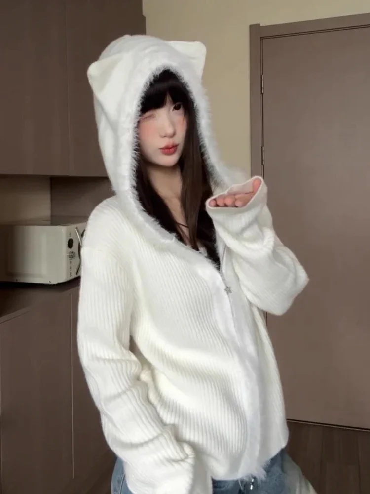 Y2k Aesthetic Cat's Ears Hooded Cardigan Streetwear Fur Patchwork Vintage Grunge Tops Autumn Zippers harajuku Loose Sweater
Y2k Aesthetic Cat's Ears Hooded Cardigan Streetwear Fur Patchwork Vintage Grunge Tops Autumn Zippers harajuku Loose Sweater