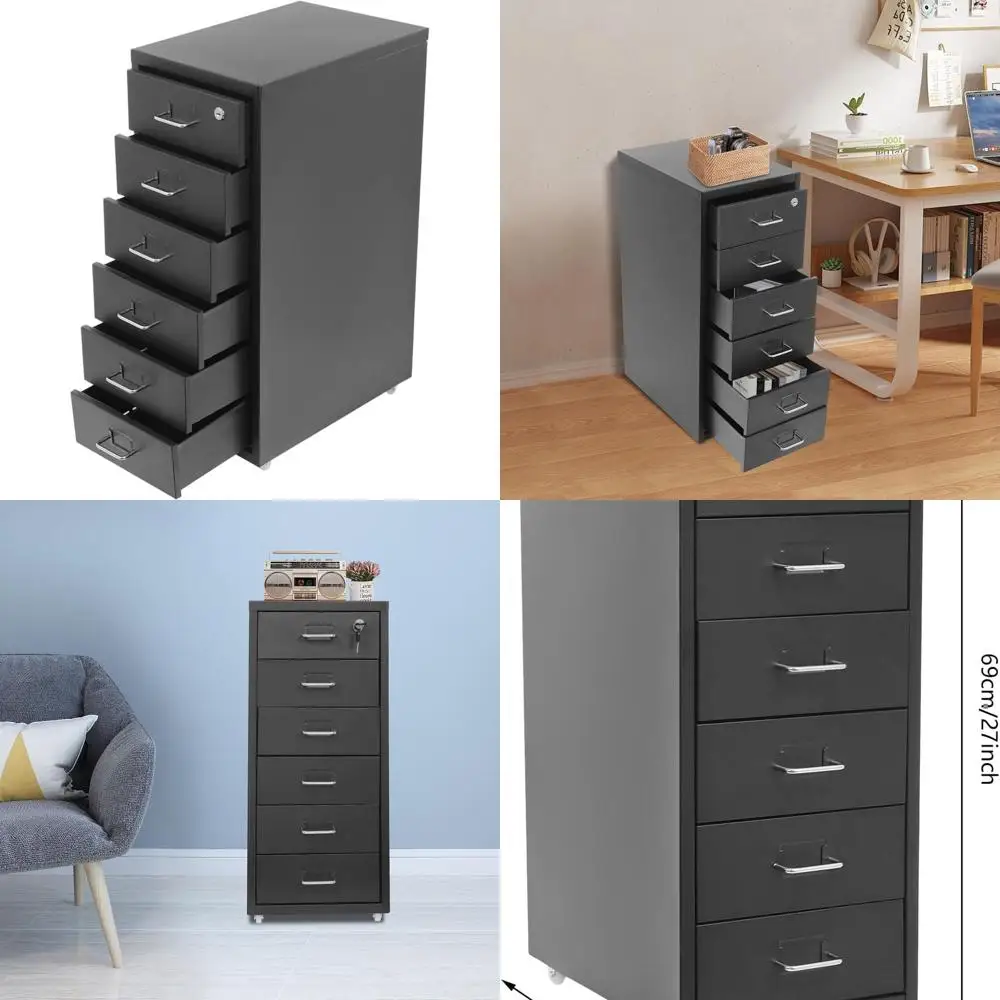 Металлический вертикальный шкаф для документов с 6 ящиками и замком, для хранения документов формата А4/Legal/Letter, черный
Металлический вертикальный шкаф для документов с 6 ящиками и замком, для хранения документов формата А4/Legal/Letter, черный