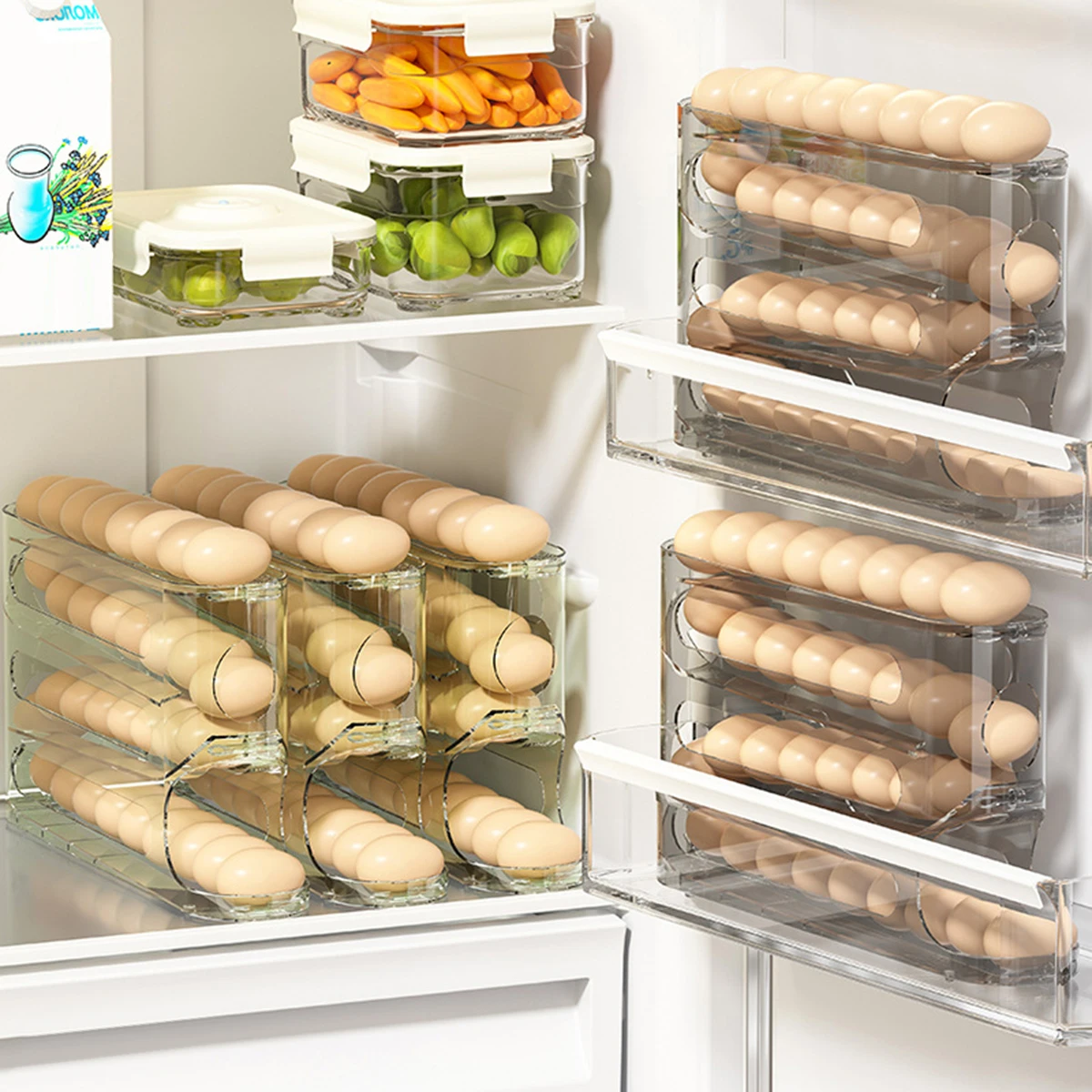 4-layer Transparent Slide Egg Storage Box Ladder Egg Box Storage Refrigerator Side Door Large Capacity Automatic Egg Roller
4-layer Transparent Slide Egg Storage Box Ladder Egg Box Storage Refrigerator Side Door Large Capacity Automatic Egg Roller