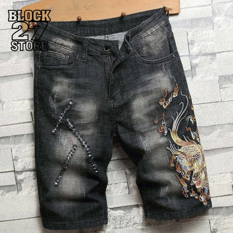 Mens Denim Shorts Embroidery Distressed Slim Fit Summer Harajuku Unisex Korean Style Five Length Casual Streetwear Trend Fashion
Mens Denim Shorts Embroidery Distressed Slim Fit Summer Harajuku Unisex Korean Style Five Length Casual Streetwear Trend Fashion