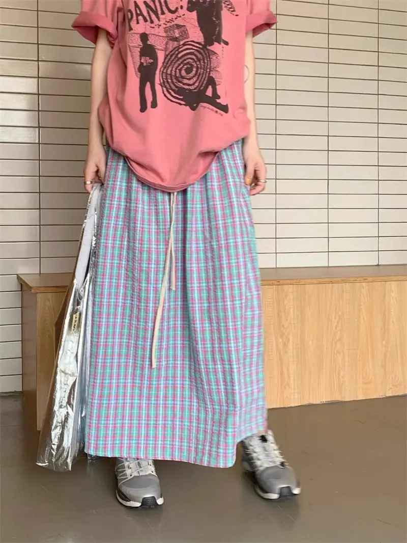 Summer plus Size A-Line Midi Skirt Women's Checkered High Waist Loose Meat Covering Dopaamine Patterned Half-length Skirt
Summer plus Size A-Line Midi Skirt Women's Checkered High Waist Loose Meat Covering Dopaamine Patterned Half-length Skirt