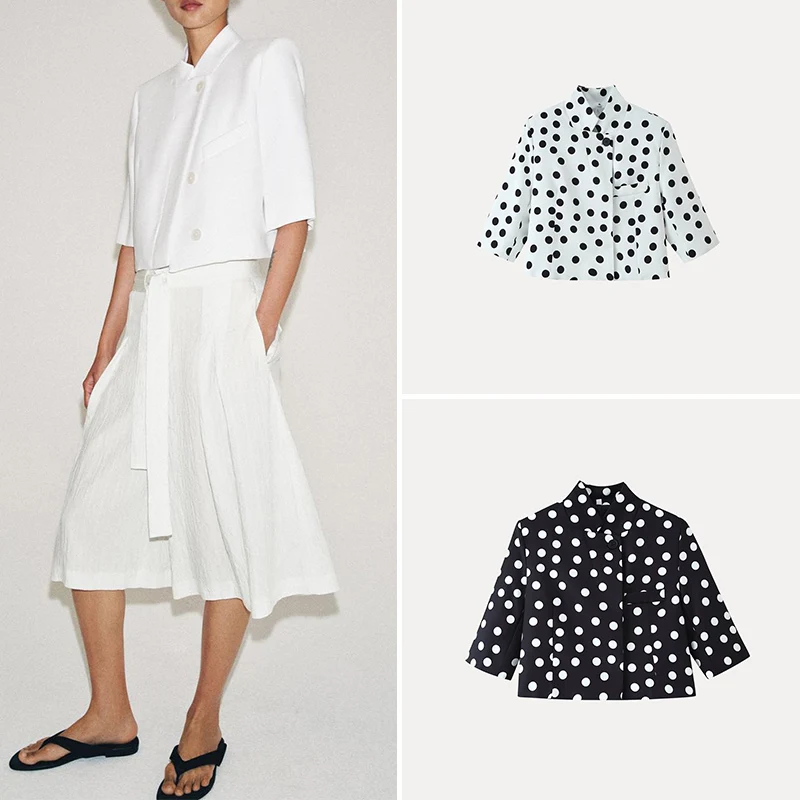 Women's Summer 2026 New Fashion Stand Collar Button Short Sleeve Short Length Versatile Suit Jacket Standard Fit Polka Dot Pa...
Women's Summer 2026 New Fashion Stand Collar Button Short Sleeve Short Length Versatile Suit Jacket Standard Fit Polka Dot Pa...