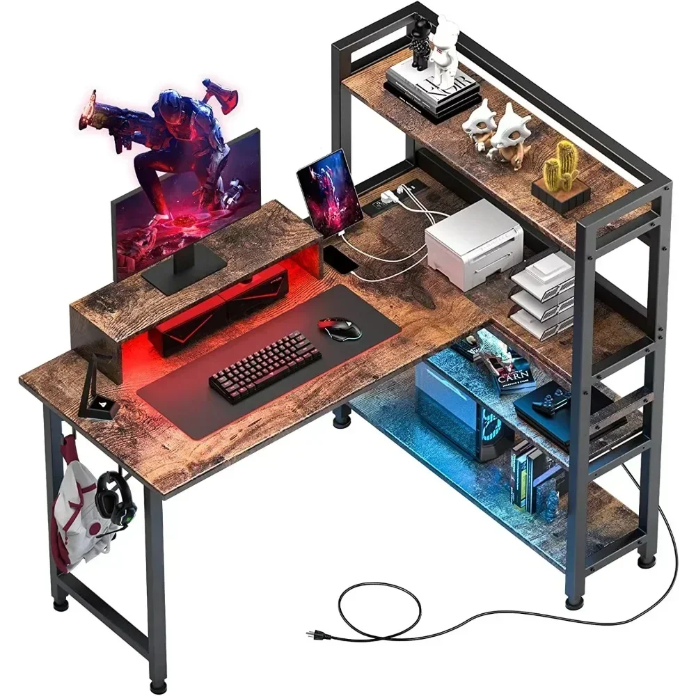 Shaped Computer Desk with Shelf 55" Corner Gaming Desk, Brown Home Office Gaming Desk PC Home Office Rustic Brown Finishon Sale
Shaped Computer Desk with Shelf 55" Corner Gaming Desk, Brown Home Office Gaming Desk PC Home Office Rustic Brown Finishon Sale