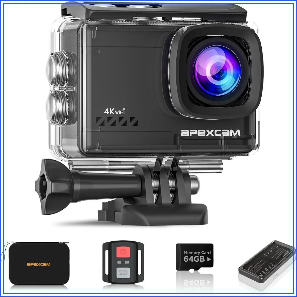 4K 60FPS 64MP WiFi Action Camera with 64GB Card, 40M Waterproof, 2.0" LCD, Remote, 2x1350mAh Batteries & Accessories
4K 60FPS 64MP WiFi Action Camera with 64GB Card, 40M Waterproof, 2.0" LCD, Remote, 2x1350mAh Batteries & Accessories