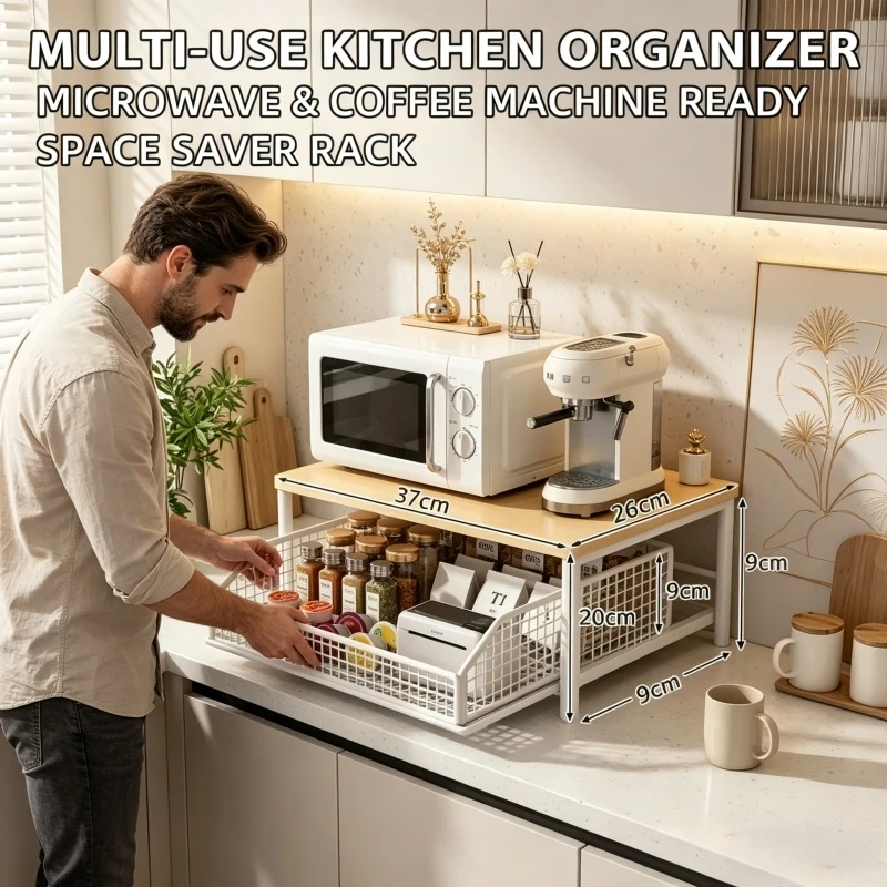 Home Household Microwave Coffee Machine Printer Stand Kitchen Shelf Organizer Countertop Rack for Spice Jars Multi Use White 1PC
Home Household Microwave Coffee Machine Printer Stand Kitchen Shelf Organizer Countertop Rack for Spice Jars Multi Use White 1PC