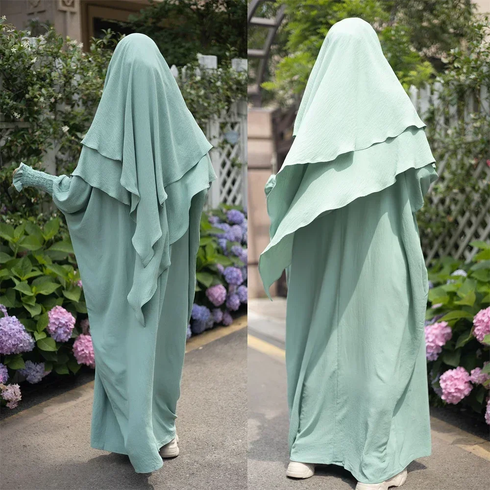 Eid Hooded Abaya Muslim Women Long Khimar 2 Layer Hijab Dress Set 2 Piece Prayer Garment Turkey Arabic Gowns Robe Burqa Ramadan
Eid Hooded Abaya Muslim Women Long Khimar 2 Layer Hijab Dress Set 2 Piece Prayer Garment Turkey Arabic Gowns Robe Burqa Ramadan