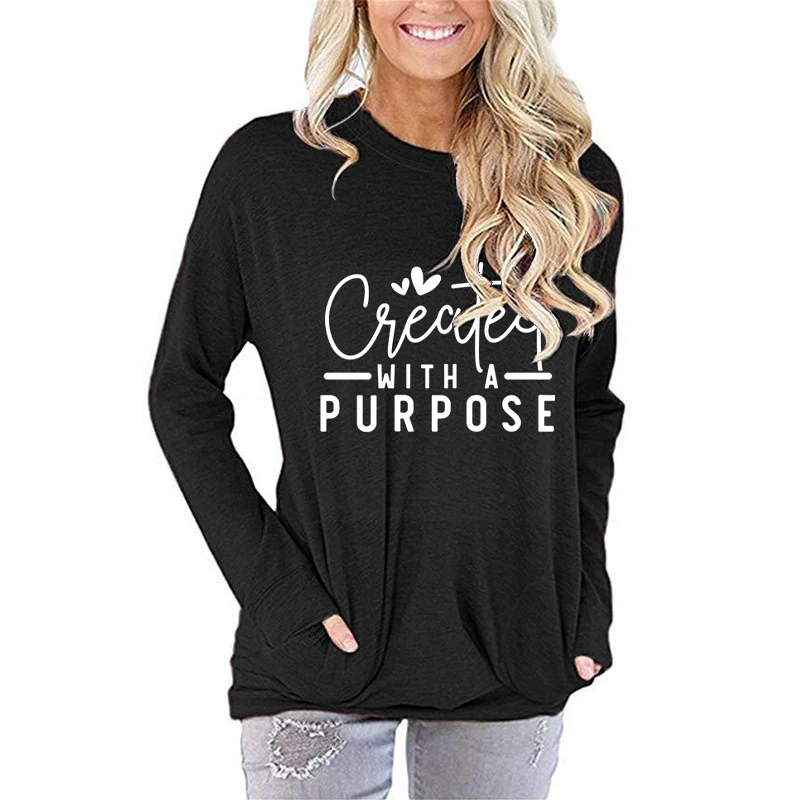 Ladies Plus Size Long Sleeve Round Neck Tops Created With A Purpose Print Pullovers Women Sweatshirt Loose Long Sleeve Tee Shirt
Ladies Plus Size Long Sleeve Round Neck Tops Created With A Purpose Print Pullovers Women Sweatshirt Loose Long Sleeve Tee Shirt