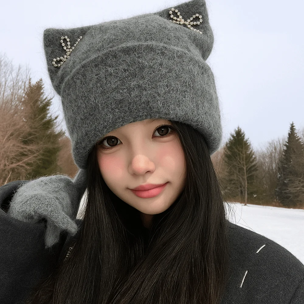 Harajuku Sweet Cool Cat Ears Beanie Hat Fluffy Ear Protection Knitted Pullover Hat Streetwear Bow Winter Wool Hat Girls
Harajuku Sweet Cool Cat Ears Beanie Hat Fluffy Ear Protection Knitted Pullover Hat Streetwear Bow Winter Wool Hat Girls