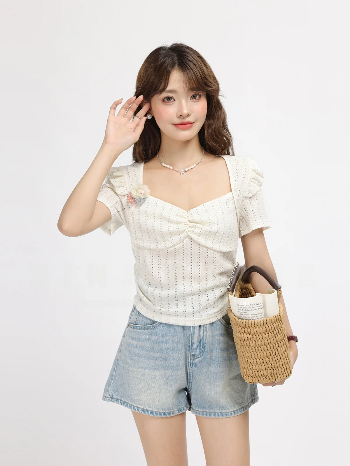 Slimming Sweet Splice Design Unique Lace Summer Women's T-shirt Xinmon Stylish Short Sleeve Square Collar Color
Slimming Sweet Splice Design Unique Lace Summer Women's T-shirt Xinmon Stylish Short Sleeve Square Collar Color