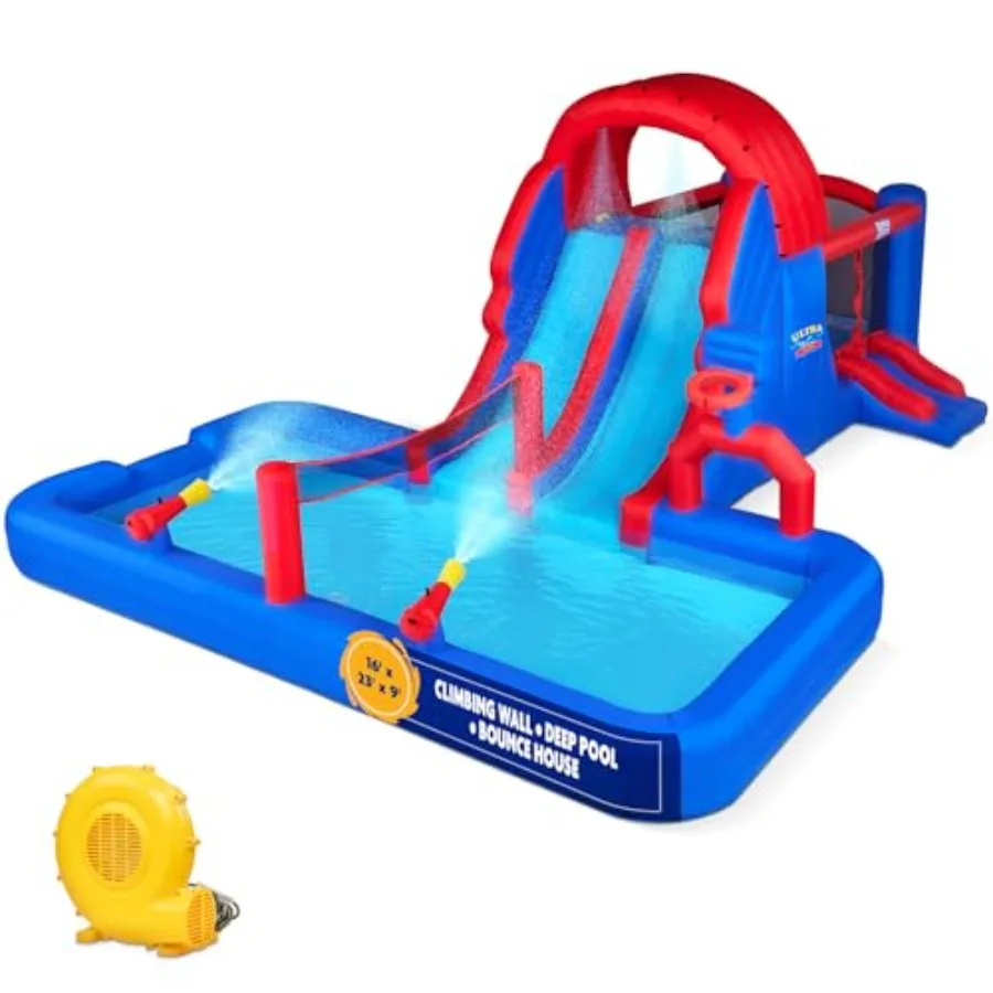 Ultra All-Play Inflatable Water Slide Park Heavy-Duty Outdoor Fun with Climbing Wall Slides Bounce House Volley Net Hoop Deep P
Ultra All-Play Inflatable Water Slide Park Heavy-Duty Outdoor Fun with Climbing Wall Slides Bounce House Volley Net Hoop Deep P
