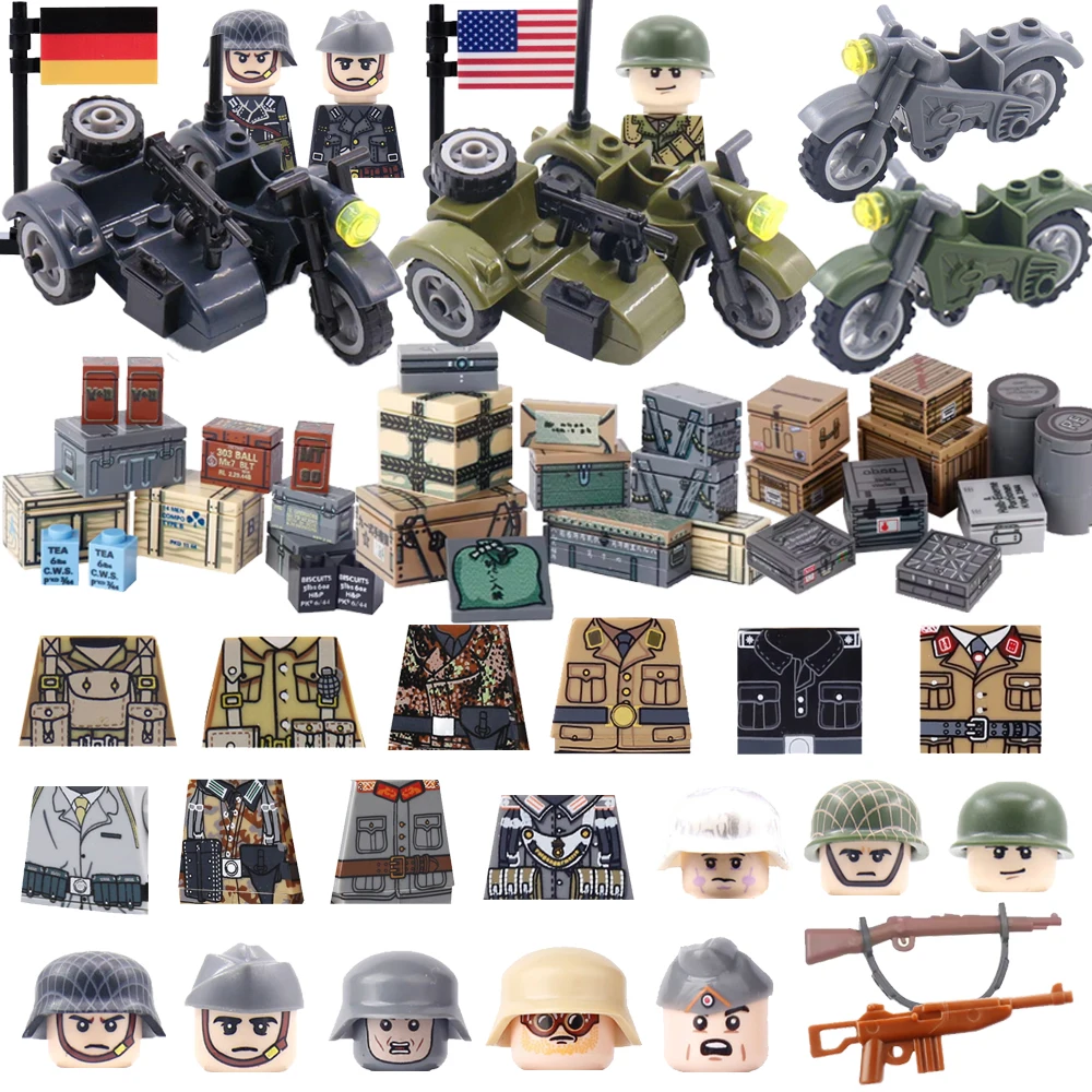 WW2 Military Soldier Building Block Figure British US Snow Camouflage Troop MP40 M1A1 Motorcycle Accessories Toys Gift Brick Z02
WW2 Military Soldier Building Block Figure British US Snow Camouflage Troop MP40 M1A1 Motorcycle Accessories Toys Gift Brick Z02